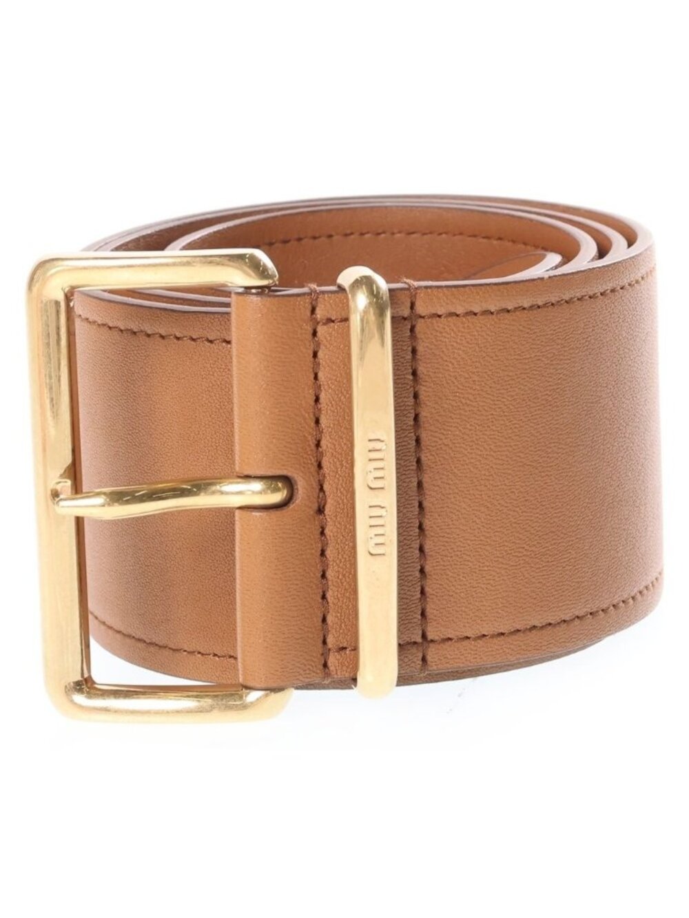 Miu Miu Leather Belt Brown Gold